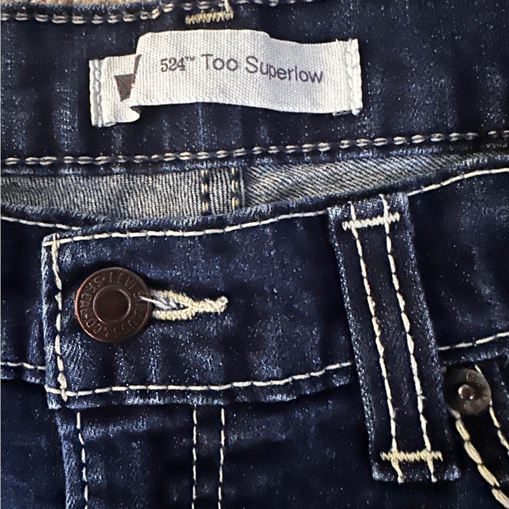 Levi's Blue Denim Jeans with Signature Stitching Too Superlow - Picture 6 of 7